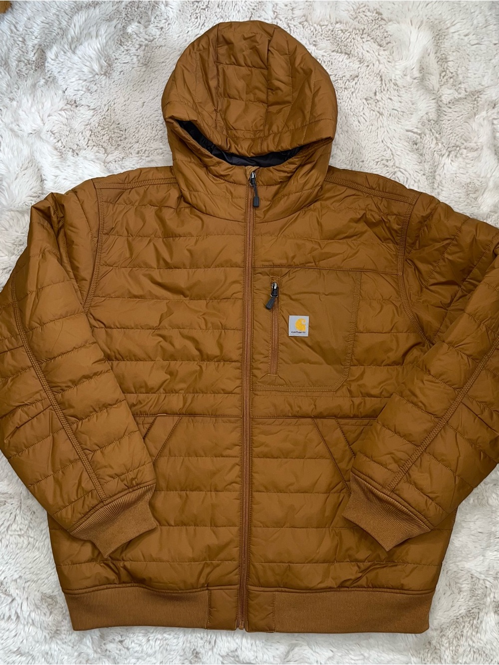 Carhartt Men’s Brown Quilted Hooded Jacket